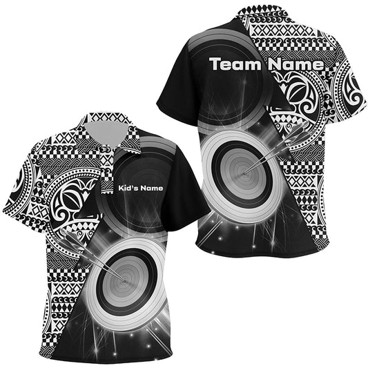 Personalized Tribal White Black Target Archery Polo Shirts For Kids Custom Archery Team Jerseys VHM1141