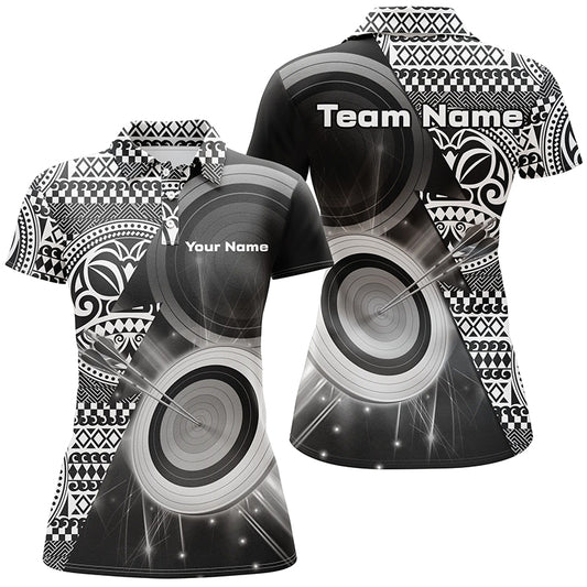 Personalized Tribal White Black Target Archery Polo Shirts For Women Custom Archery Team Jerseys VHM1141