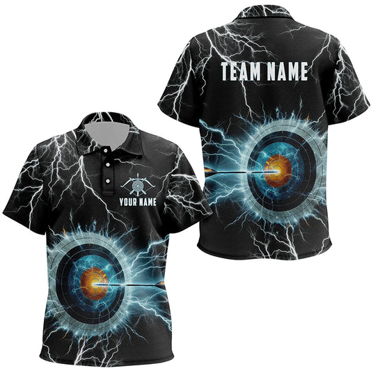 Personalized Thunder Lighting Target Archery 3D Polo Shirts For Kids, Custom Archery Team Jerseys VHM1014