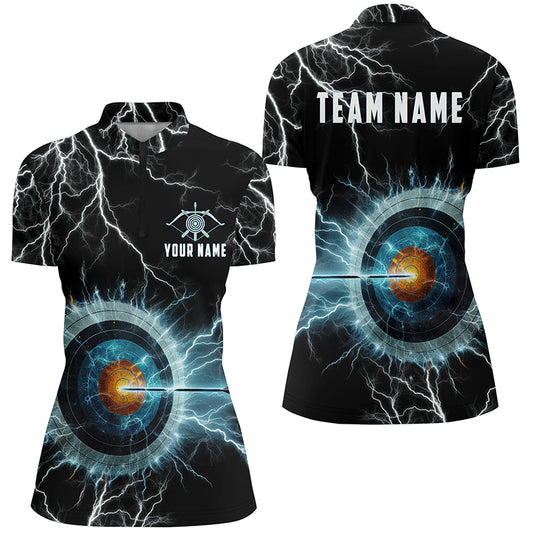 Personalized Thunder Lighting Target Archery 3D Quarter-Zip Shirts For Women, Archery Team Jerseys VHM1014