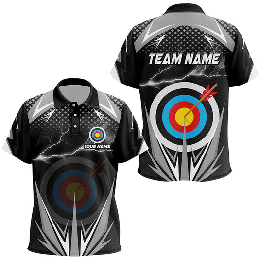 Personalized Thunder Lighting Target Archery 3D Polo Shirts For Kids, Custom Archery Team Jerseys VHM1021