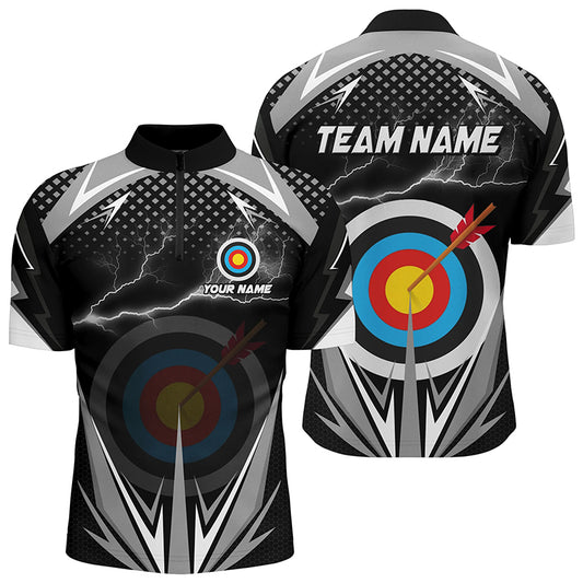 Personalized Thunder Lighting Target Archery 3D Quarter-Zip Shirts For Men, Archery Team Jerseys VHM1021