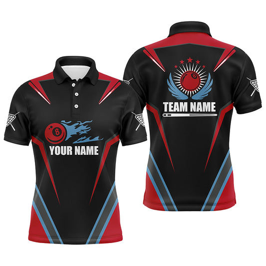 Personalized Billiard Ball 8 Flame Polo Shirts For Men, Custom Pool Billiard Jerseys VHM0036