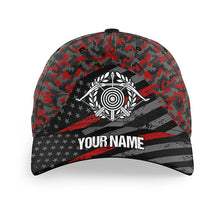 Load image into Gallery viewer, Personalized Red Retro US Flag Archery Hats For Players, Target Archery Hat Adjustable Archery Gifts VHM0805