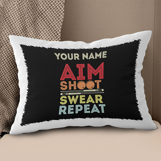 Personalized Aim Shoot Swear Repeat Billiard Pillow Gift For Pool Player VHM0824