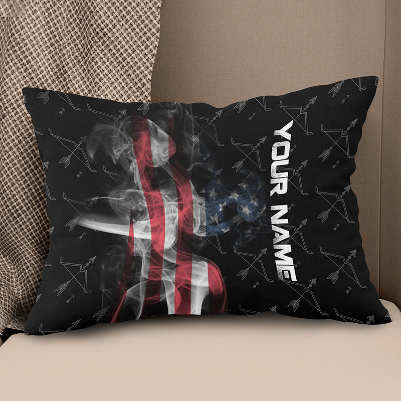 Personalized Smoke US Flag Bow Archery Pillow Custom Pillow Archery Gift VHM0848