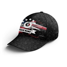 Load image into Gallery viewer, US Flag Smoke Pattern 8 Ball Pool Custom Billiard Team Baseball Cap Hats, Personalized Billiard Hats VHM0275
