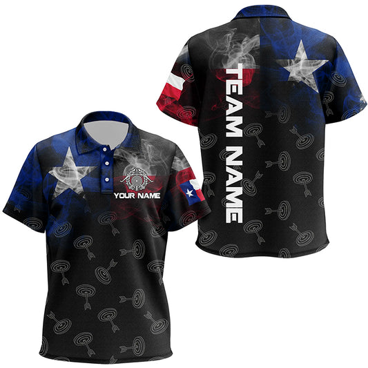 Personalized Vintage Smoke Texas Flag Archery Polo Shirts For Kids, Archery Targets Pattern Jerseys VHM0977