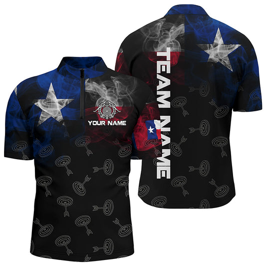 Personalized Vintage Smoke Texas Flag Archery Quarter-Zip Shirts For Men, Archery Targets Jerseys VHM0977