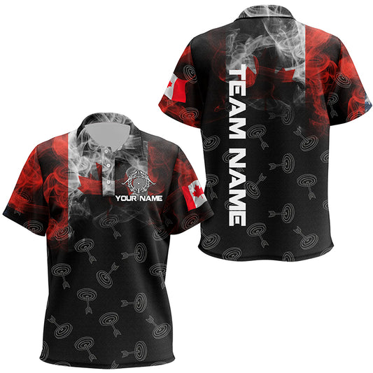 Personalized Vintage Smoke Canadian Flag Archery Polo Shirts For Kids, 3D Targets Archery Jerseys VHM0978