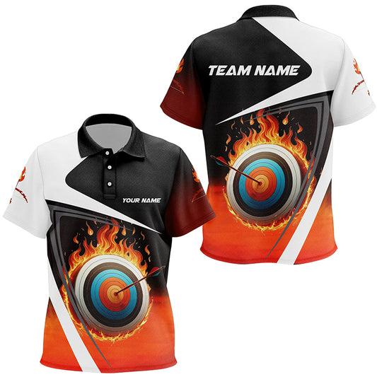 Personalized Flaming Target Archery 3D Polo Shirts For Kids, Fire Bow And Arrow Archery Team Shirts VHM0984