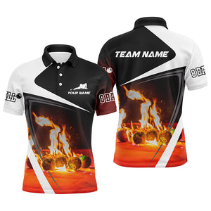 Personalized Billiard Balls Flame 3D Polo Shirts For Men, Custom 8 Ball Pool Billiards Jerseys VHM0340