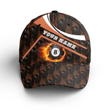 Load image into Gallery viewer, 8 Ball Billiards Fire Flame Orange Style Custom Name Billiard Hats Cap For Players Billiards VHM0345
