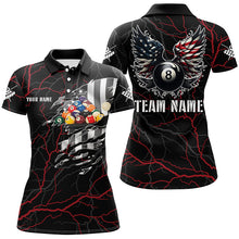 Load image into Gallery viewer, Personalized Red Thunder US Flag Billiard Balls 3D Polo Shirts For Women Billiard 8 Ball Wings Jerseys VHM1195