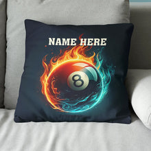 Load image into Gallery viewer, Personalized Fire And Water 8 Ball Billiard Pillow, Best Billiards Gifts VHM0938