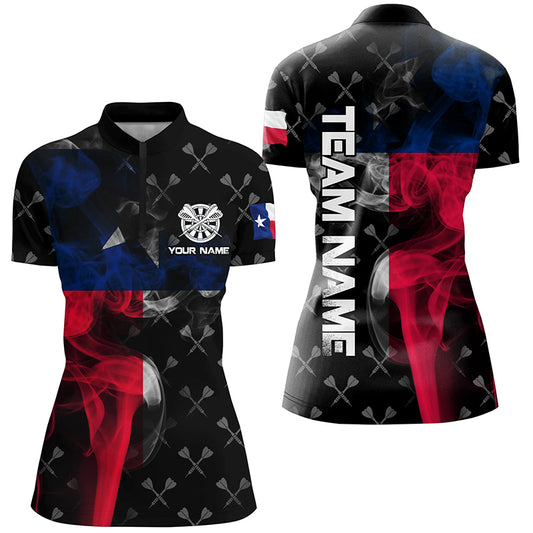 Personalized Smoke Texas Flag Dart Quarter-Zip Shirts, Patriotic Darts Shirts For Women Dart Jerseys VHM1097