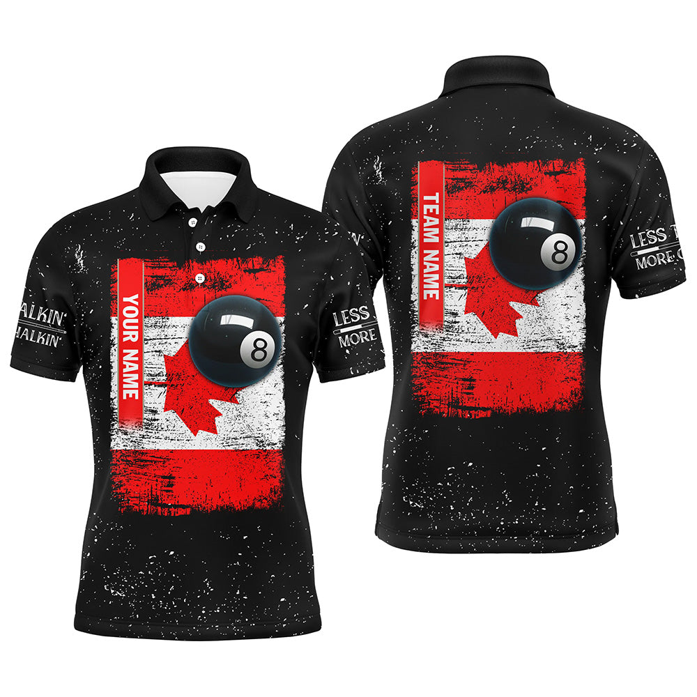 Personalized Canadian Flag Patriotic 8 Ball Pool Billiard Polo Shirts For Men, Billiard Jerseys VHM0646