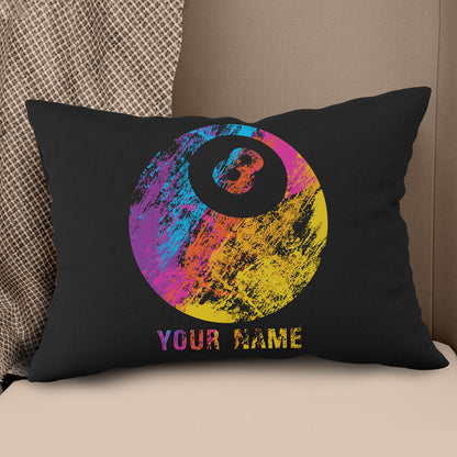 Personalized Grunge Colorful 8 Ball Billiard Pillow Gift For Pool Player VHM0831