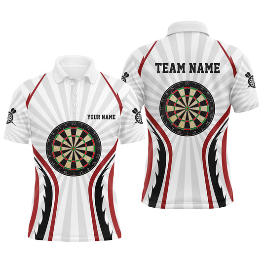 Personalized White Mens Darts Polo Shirts Custom Dart Shirts For Men Dart Team Jerseys VHM1108