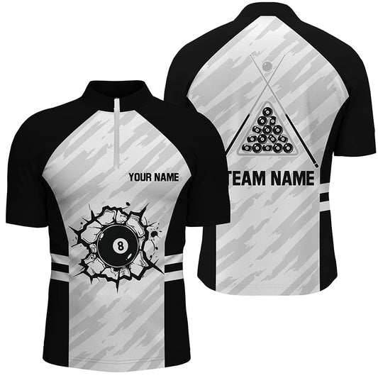 Personalized Sport Billiard 8 Ball 3D Quarter-Zip Shirts For Men, Billiard 8 Ball Pool Team Jerseys VHM1040