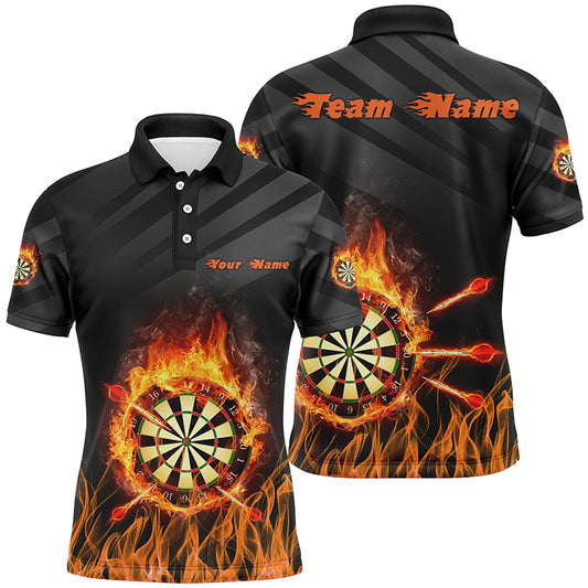 Personalized Flame Dart Board Mens Darts Polo Shirts, Custom Dart Jerseys For Men Dart Team Shirts VHM1122