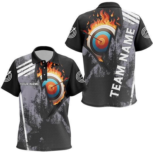Personalized Fire Target Archery 3D Polo Shirts For Kids, Custom Archery Bow And Arrow Team Jerseys VHM0983