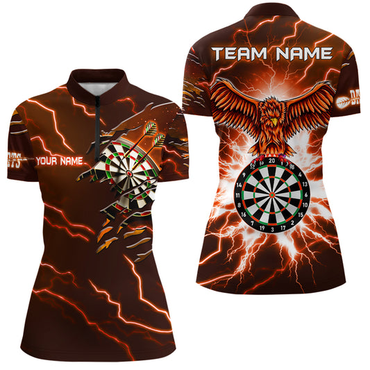 Personalized Thunder Orange Eagle Dart Quarter Zip Shirt Custom Dart Shirts For Women Dart Team Shirt VHM1145