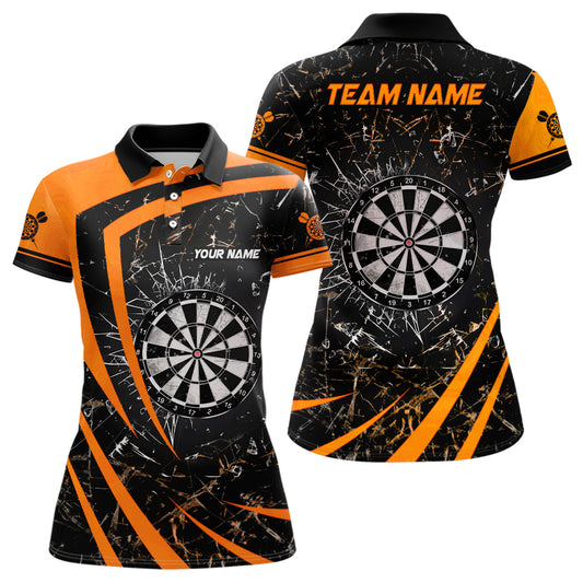 Personalized Orange Glass Break Dart Polo Shirts Custom Dart Shirts For Women Dart Team Shirts VHM1157