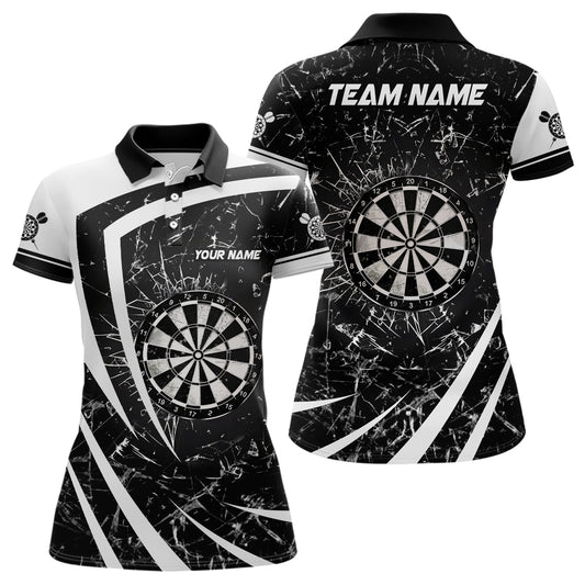 Personalized Black White Glass Break Dart Polo Shirts Custom Dart Shirts For Women Dart Team Shirts VHM1162
