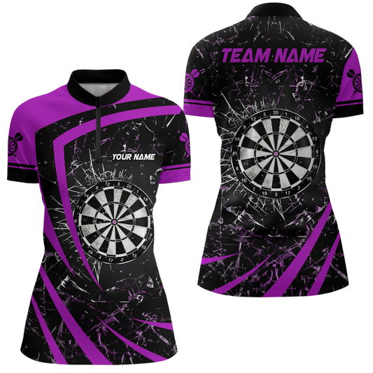 Personalized Purple Glass Break Dart Quarter Zip Shirts Custom Dart Shirts For Women Dart Team Shirts VHM1163