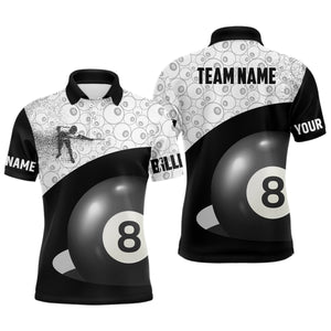 Personalized 3D Funny Billiard Player Polo Shirts For Men, Custom 8 Ball Pattern Billiards Jerseys VHM0246