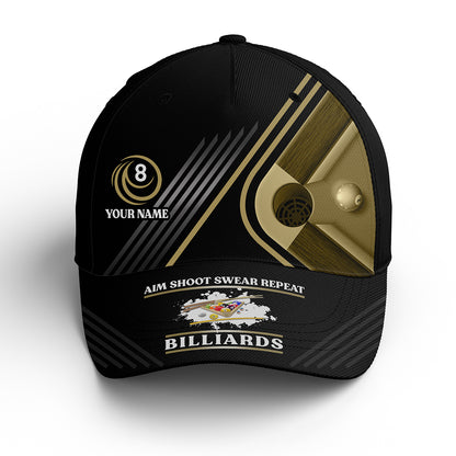 Personalized Customized Aim Shoot Swear Repeat Billiard Hats Cap For Billiard Players, Billiards Hat VHM0489