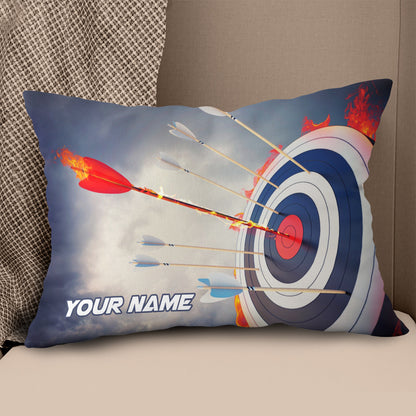 Personalized Flaming Arrow Archery Pillow Custom Pillow Top Archery Gift VHM0859