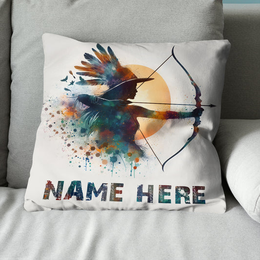 Personalized Watercolor Woman Archer Archery Pillow Custom Archery Gifts VHM0931