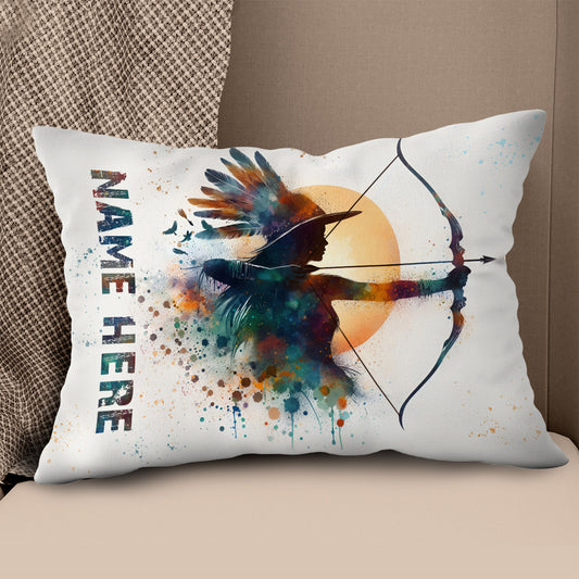 Personalized Watercolor Woman Archer Archery Pillow Custom Archery Gifts VHM0931