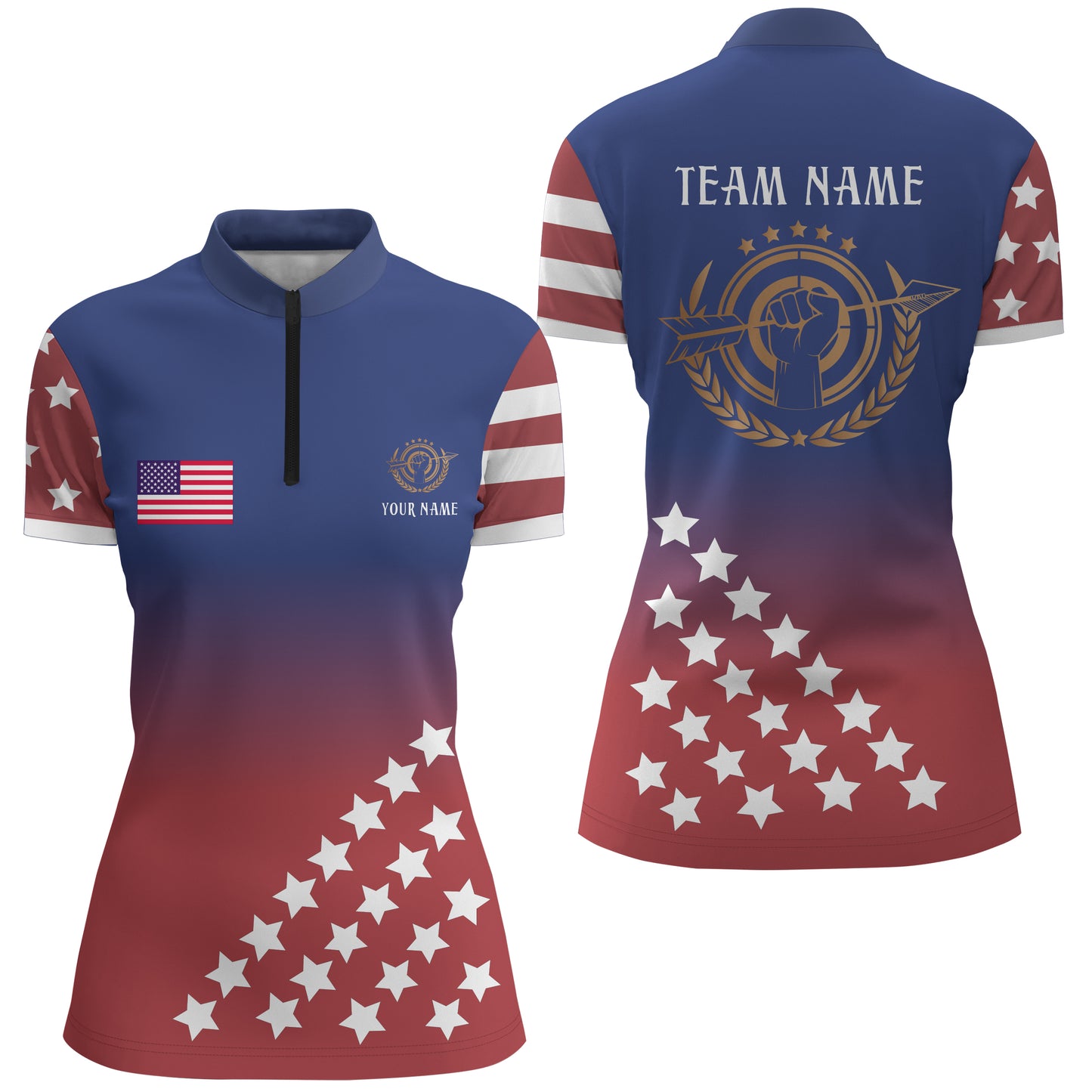 Personalized American Archery Jerseys Women Quarter-Zip Shirts Custom US Archery Clothing  TDM0527