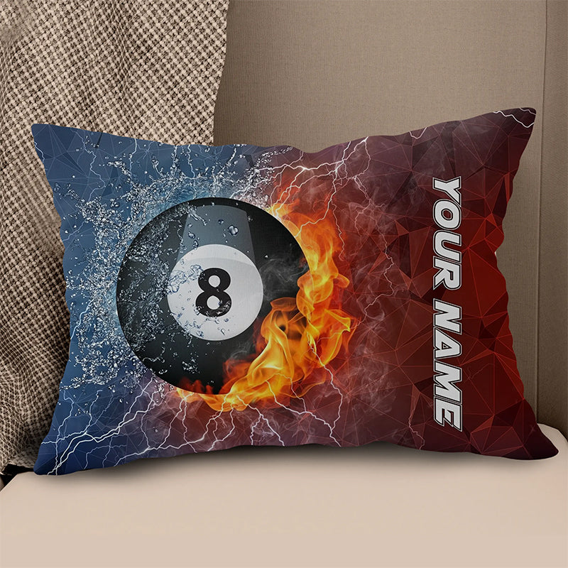 8 Ball Pool On Fire And Water Billiards Pillow Best Custom Throw Pillows TDM0745