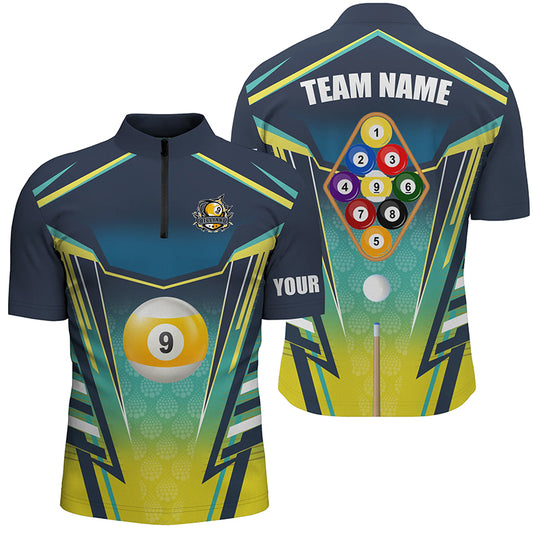9 Ball Pool Billiard Jerseys Custom Quarter-Zip Shirts For Men Best Billiard Team Shirts TDM0620