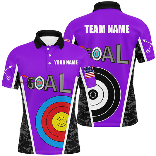 Personalized Name Purple Archery Goal Men Polo Shirts Custom 3D Target Archery Jerseys For Team TDM1153