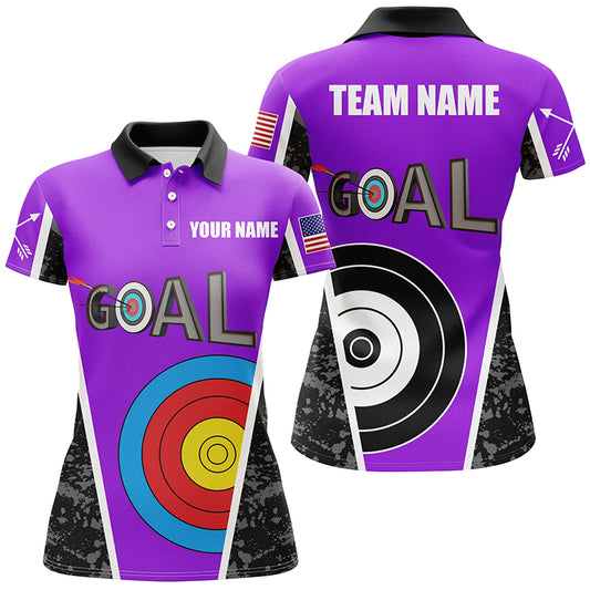 Personalized Name Purple Archery Goal Women Polo Shirts Custom 3D Target Archery Jerseys For Team TDM1153