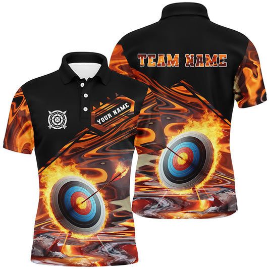 Personalized Flaming Target Archery Men Polo Shirts, Best Archery Target Shirts For Archers TDM1027