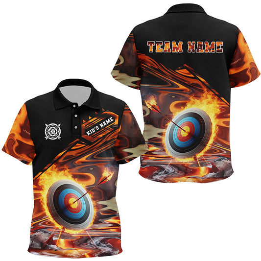 Personalized Flaming Target Archery Kid Polo Shirts, Best Archery Target Shirts For Archers TDM1027