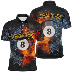 Water And Fire Personalized Name All Over Print Polo Shirts For Men Custom Gifts For Billiard Team TDM0274