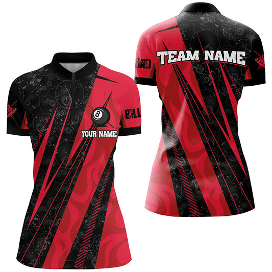 Personalized Red Billiard Tournament Sport Shirts For Women, Best Billiard Team Jerseys Uniform TDM1769