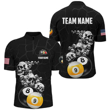 Load image into Gallery viewer, Personalized Skull 8 Ball &amp; 9 Ball Billiard Shirts For Men Custom Unique Billiard Apparel Jerseys TDM1971