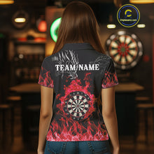 Load image into Gallery viewer, Personalized Red Flaming Dragon Dart Shirts For Women Custom Darts Team Jerseys Polo &amp; Quarter Zip TDM4310