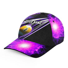 Load image into Gallery viewer, Personalized Purple 9 Ball Fire Billiard Hat For Men Custom Name Billiard Pool Team 3D Baseball Cap TDM2167