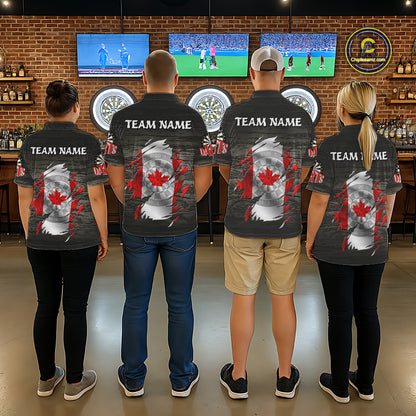 Personalized Grey Grunge Canada Flag Darts Shirts For Men Custom Patriotic Darts Team Jerseys TDM2170
