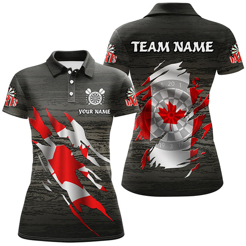 Personalized Grey Grunge Canada Flag Darts Shirts For Women Custom Patriotic Darts Team Jerseys TDM2170