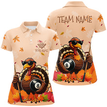 Load image into Gallery viewer, Orange Funny Turkey Billiard Shirts For Women Custom Thanksgiving Billiard Team Shirts Outfit TDM2681